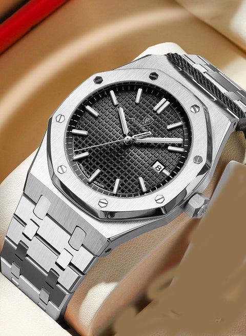 ساعة POEDAGAR مضيئة مقاومة للماء للرجال كوارتز، ساعات يد رجالية