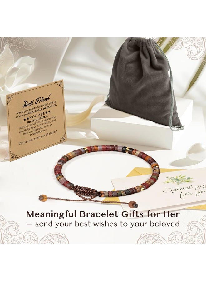 ZOKCC Inspirational Gifts Bracelets for Women Healing Natural Stone Bracelets - Get Well Soon Gifts for Women Sister Friend Bestie - Life is Tough But So are You Bracelet - Image 4