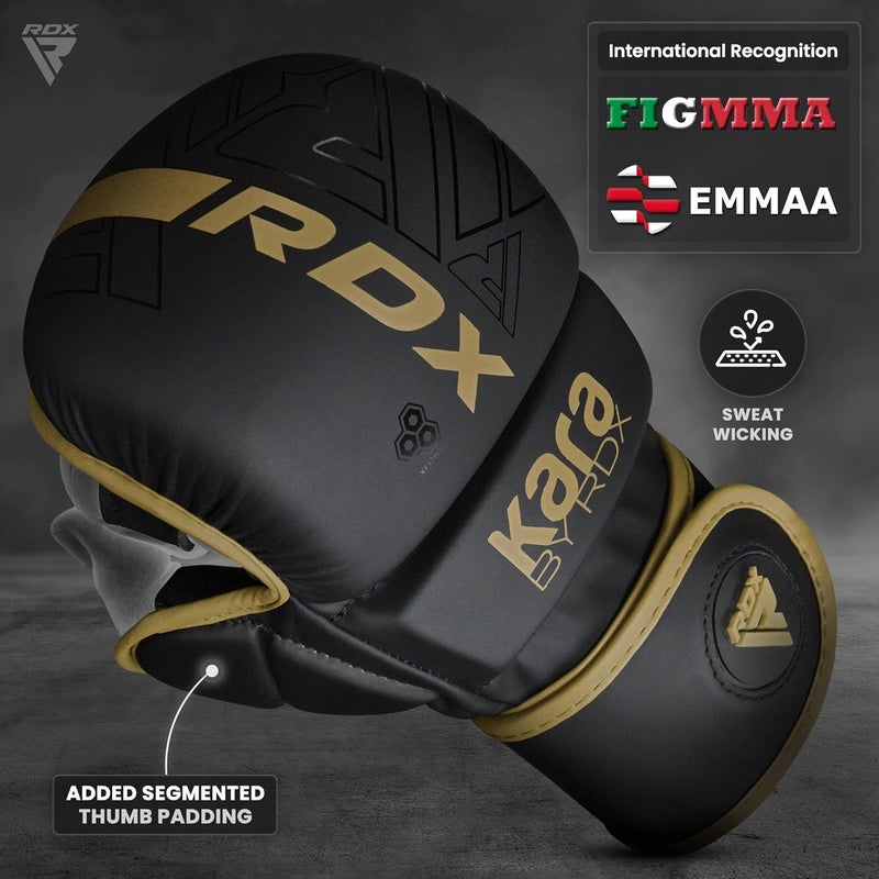 RDX MMA Gloves Sparring Grappling Open Palm Martial Arts Mitts with Adjustable Wrist Support -M |Golden (GSR-F6MGL-S/M+) - Image 2