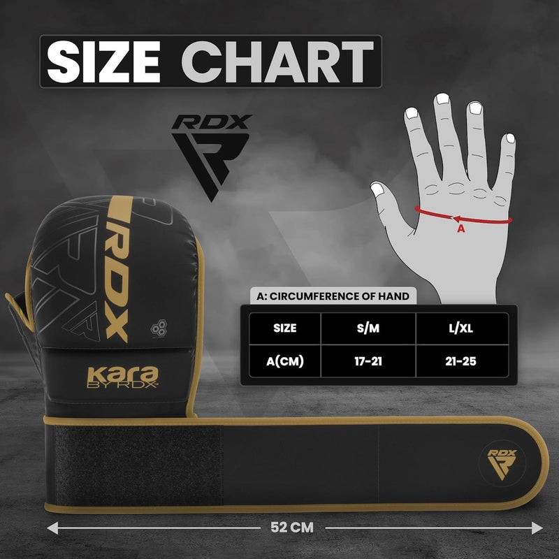 RDX MMA Gloves Sparring Grappling Open Palm Martial Arts Mitts with Adjustable Wrist Support -M |Golden (GSR-F6MGL-S/M+) - Image 4