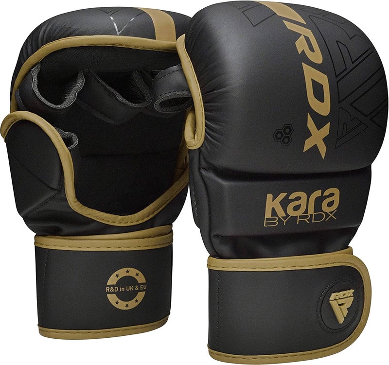 RDX MMA Gloves Sparring Grappling Open Palm Martial Arts Mitts with Adjustable Wrist Support -M |Golden (GSR-F6MGL-S/M+) - Image 1
