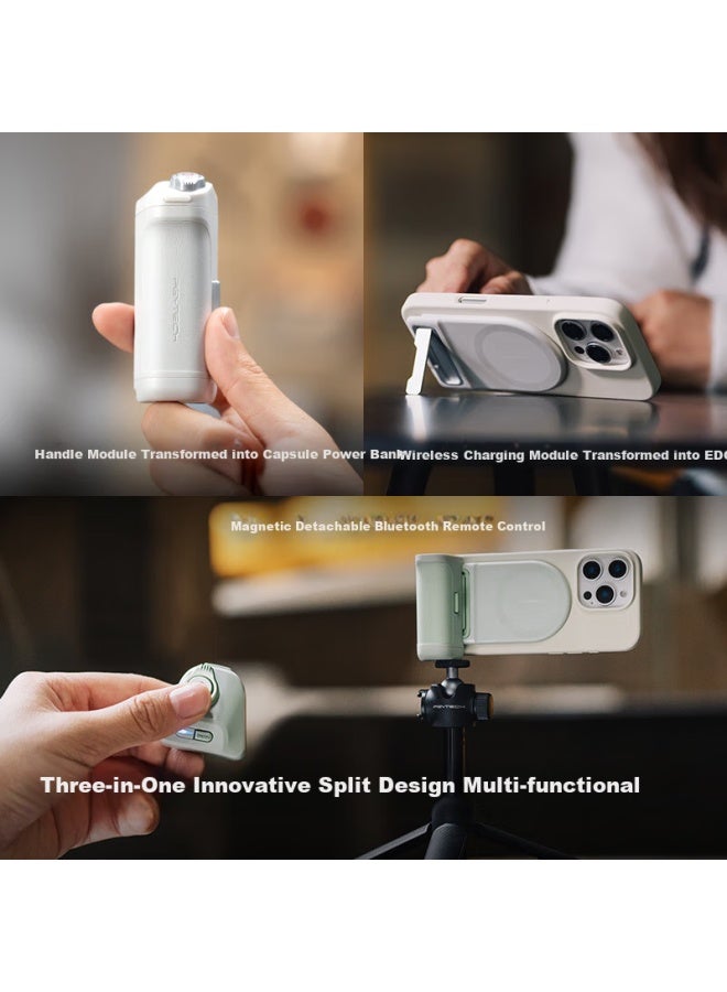 PGYTECH مثبت يدوي مغناطيسي Pgytech Magsafe لتصوير الهواتف المحمولة مع وحدة تحكم عن بُعد لاسلكية، وظيفة زوم، مساعدة سيلفي، مدونة فيديو، قطعة سفر متعددة الوظائف - أخضر نعناعي - Image 2
