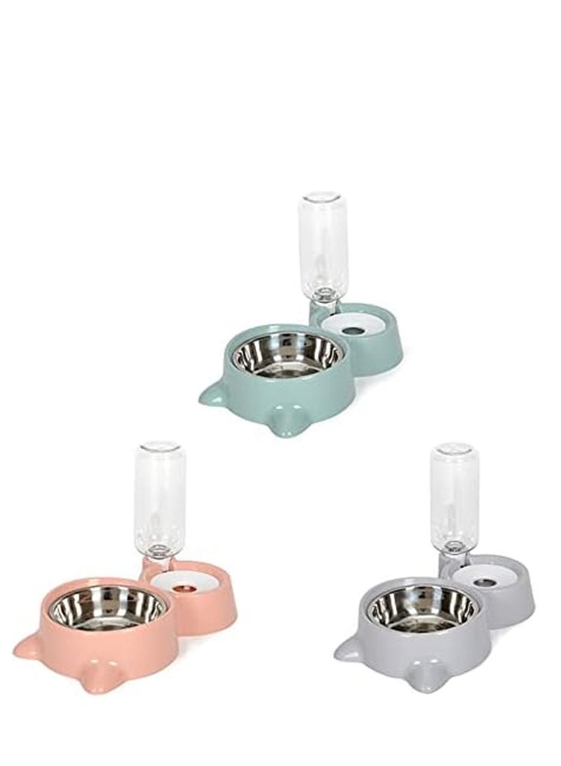 أوعية طعام الحيوانات الأليفة وتغذية المياه مع زجاجة مياه أوتوماتيكية مع وعاء غير قابل للصدأ - Image 5