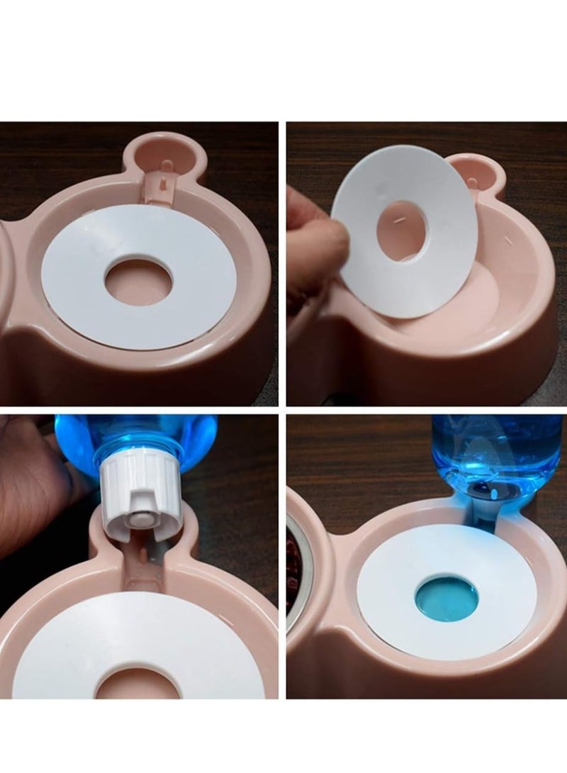 أوعية طعام الحيوانات الأليفة وتغذية المياه مع زجاجة مياه أوتوماتيكية مع وعاء غير قابل للصدأ - Image 3