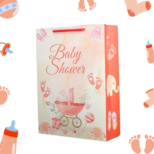 TASCHE Maroon Baby Shower Design Paper Gift Bags for Return Gifts | Weddings | Birthday | Holiday Presents (Pack of 10 | 11X8X3 Inches) - Image 2