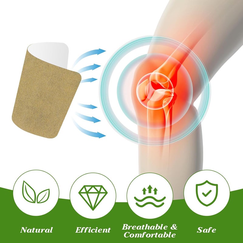 HEALLILY لصقات هيللي 50 قطعة لصقات الزنجبيل لتخفيف الألم 10 ساعات من تخفيف الألم لصقات الأعشاب للركبة للرجال والنساء للركبة والظهر والورك والرقبة والكتف - Image 2