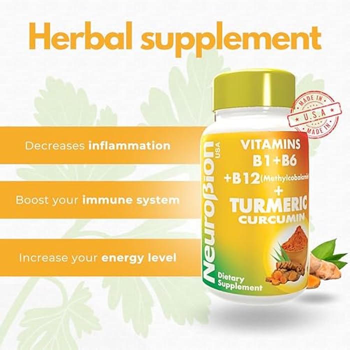 Neurobion Turmeric Curcumin 650 mg Herbal Supplement for Antioxidant Support, High Absorption Ultra Potent Turmeric Supplement Multivitamins Complex with B12, 40 Capsules - Image 3