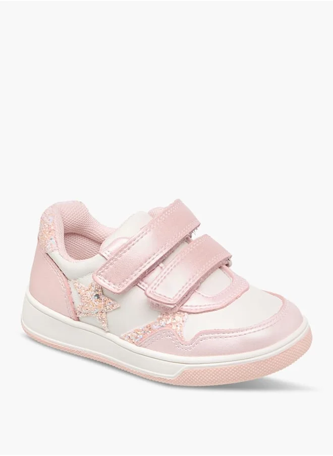 Barefeet Girls Colourblock Sneakers with Hook and Loop Closure