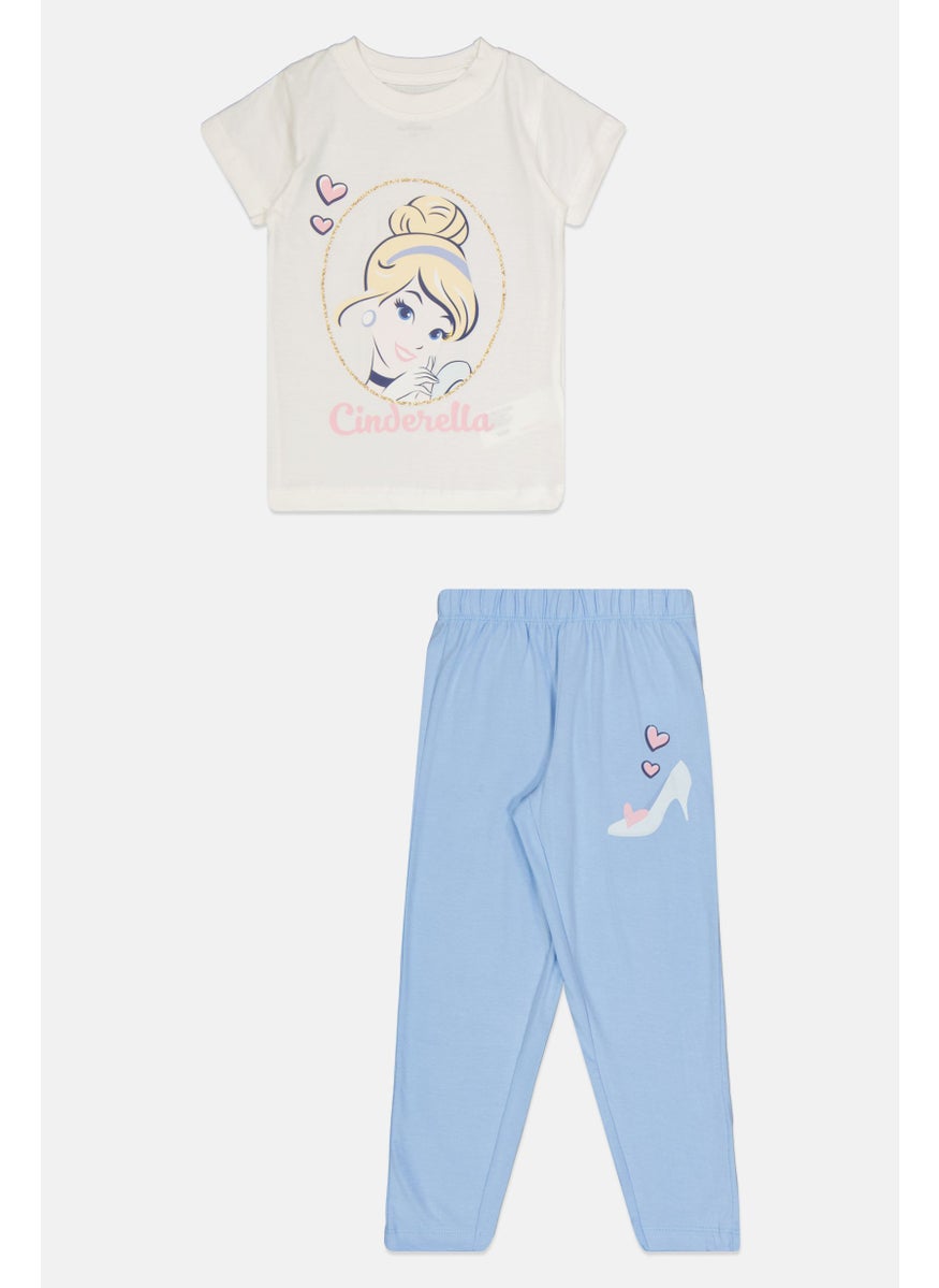 Disney Princess Toddlers Girl 2 Pieces Cinderella Pajama Set, Multicolor  - Image 1