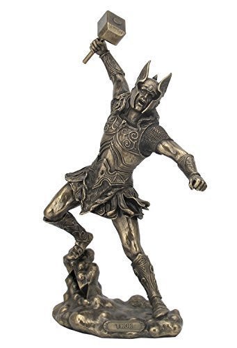 US UNICORN STUDIO Bronze Finish Norse God Thor with Hammer Statue Sculpture Viking Mythology - Image 5