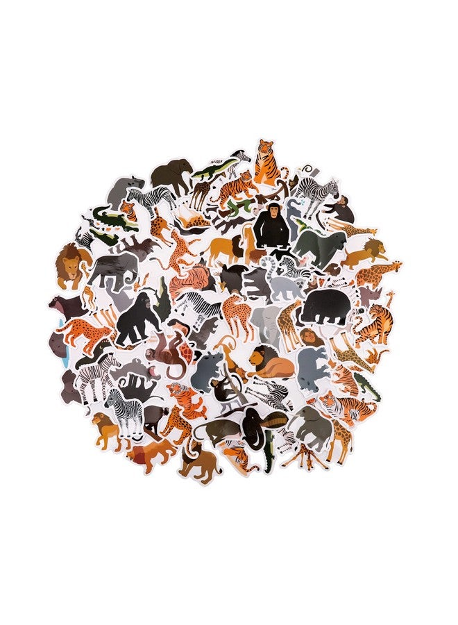 Cleverplay 100 Pack Jungle Safari Zoo Animal Stickers, Jungle Party Favors, Party Decorations - Image 1
