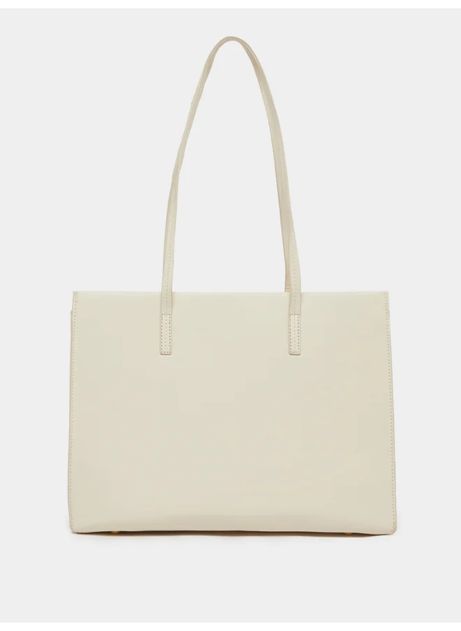 ستايلي Styli Plain Tote Bag with Zip Closure