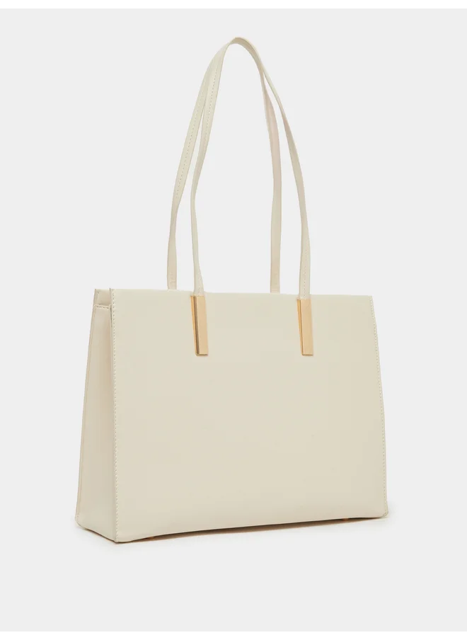 ستايلي Styli Plain Tote Bag with Zip Closure