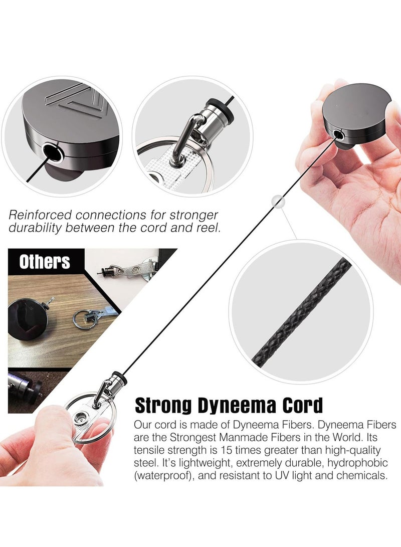 MJZ 2pcs Heavy Duty Vertical ID Card Holder Metal Retractable Badge Holder Reel with Belt Clip Key Ring, Waterproof Clear and PU Leather Badge Holder - Image 4
