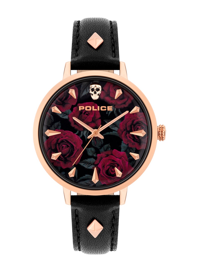 POLICE Women Miona Black Dial Leather Strap Analog Watch for Women, 36mm - Image 1