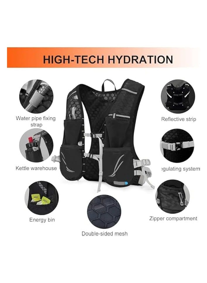 Green Tiger Lightweight Hydration Vest Backpack with 1.5L Water Bladder - Ideal for Hiking, Trail Running, Cycling, Marathons - Suitable for Both Women and Men - Image 4
