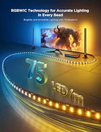 Govee HDMI 2.1 Sync Box Kit 2, Includes AI Sync Box, Light Bars, and Monitor Backlight, Supports 8K@60Hz, 4K@144Hz, VRR and ALLM, Works with Matter and Alexa, RGBIC Light Strip for 27-34 inch Monitor - Image 5