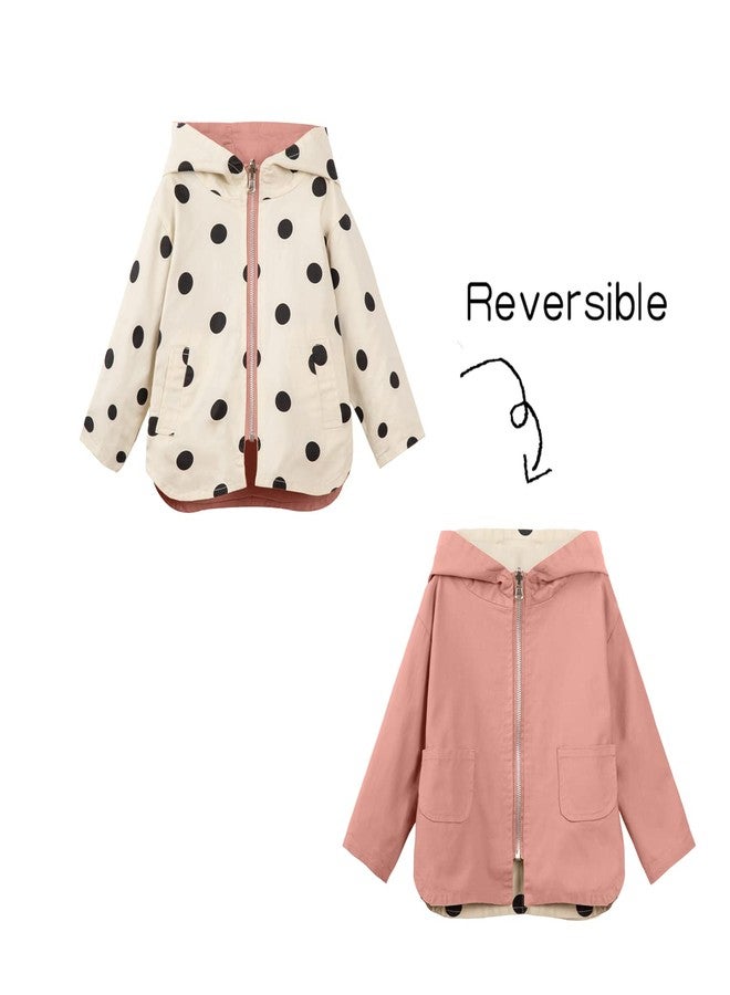 Mud Kingdom Baby Girls Reversable Jacket with Hood Cute Dots Outerwear Pink 6-9 Months - Image 5