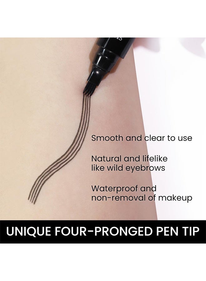 سويكي صبغ بلدي 4 أطراف الحاجب لون العين أربعة شوكة الماء حواجب القلم ، قلم نحت الحاجب ، سحري دقيق للماء للماء ، سهل التشكيل ، مقاوم للماء ومقاوم للتلطخ يخلق طبيعي # أسود طبيعي - Image 4