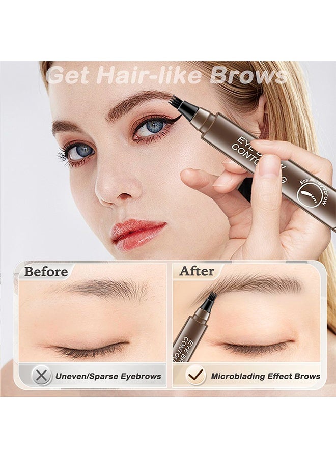 سويكي صبغ بلدي 4 أطراف الحاجب لون العين أربعة شوكة الماء حواجب القلم ، قلم نحت الحاجب ، سحري دقيق للماء للماء ، سهل التشكيل ، مقاوم للماء ومقاوم للتلطخ يخلق طبيعي # أسود طبيعي - Image 3