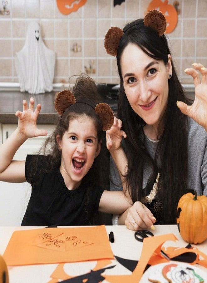 ACO-UINT 3PCS Bear Ears Headband, Brown Furry Animal Ears Headband for Women Girls Adults Cute Halloween Movable Head band for Cosplay Party Costume Daily Care Hairband for Makeup Washing Face - Image 5