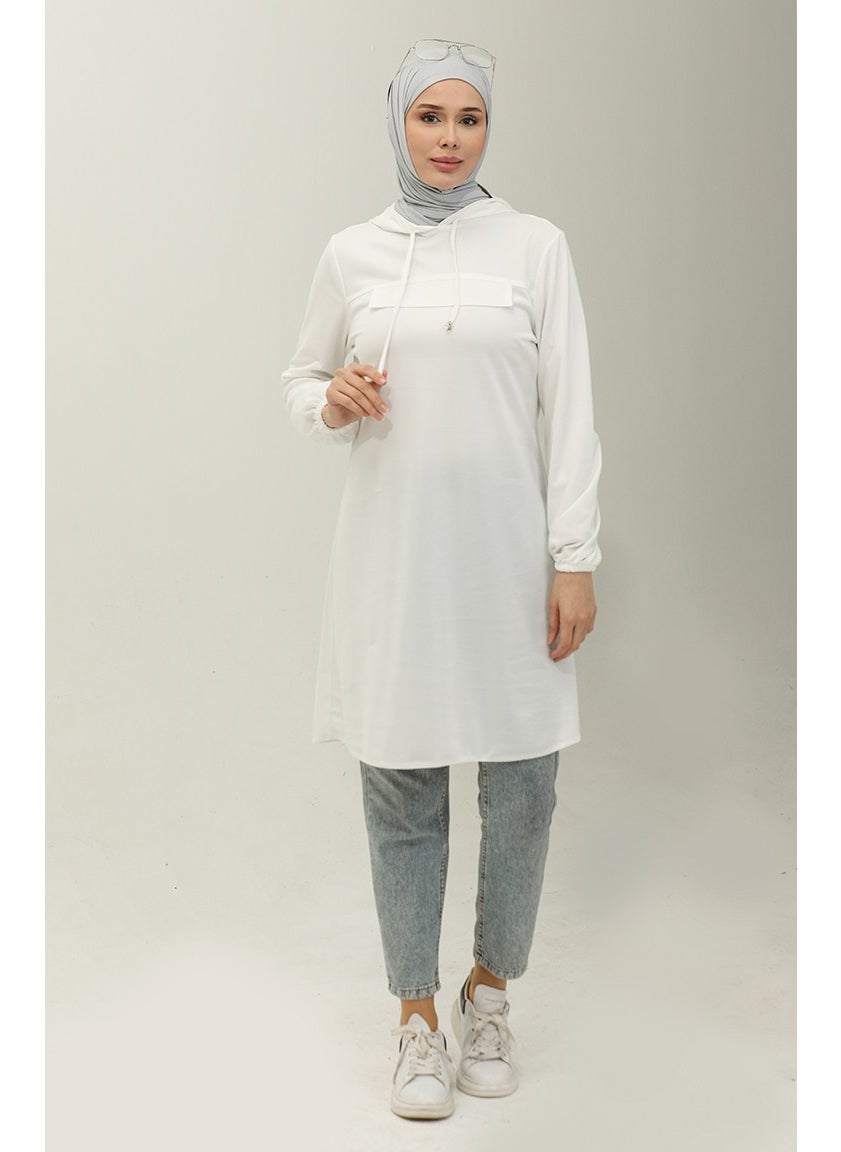 Sefa Merve Hooded Tunic 1008-05 Ecru  - Image 1