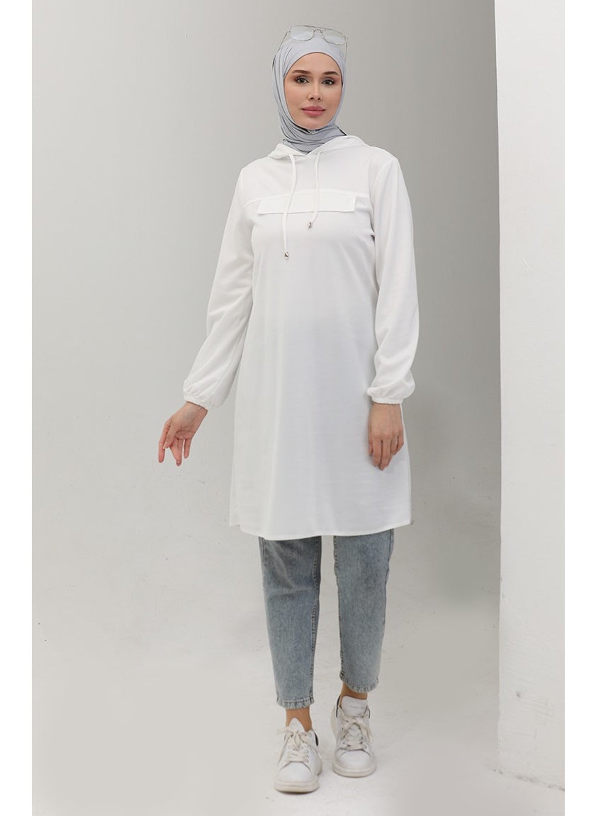 Sefa Merve Hooded Tunic 1008-05 Ecru  - Image 2