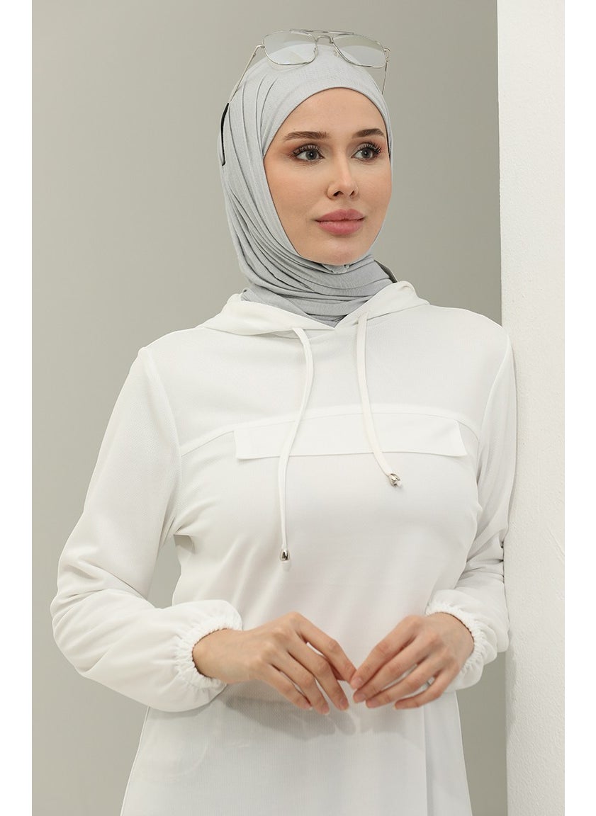 Sefa Merve Hooded Tunic 1008-05 Ecru  - Image 3