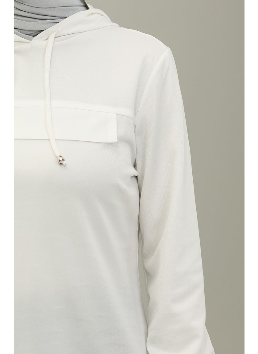 Sefa Merve Hooded Tunic 1008-05 Ecru  - Image 4