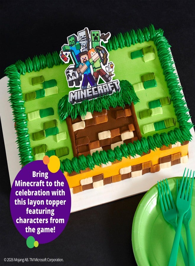 DecoPac Minecraft Cake Topper, Birthday Cake Decoration Featuring Steve, Alex, Creeper, & More! Food Safe, Ready To Use - 1 Piece - Image 2