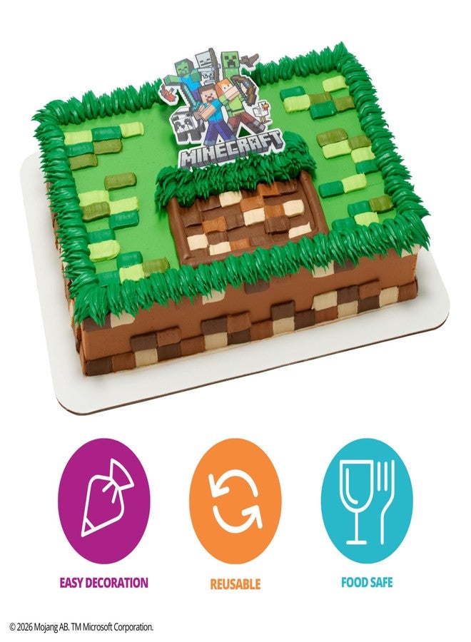 DecoPac Minecraft Cake Topper, Birthday Cake Decoration Featuring Steve, Alex, Creeper, & More! Food Safe, Ready To Use - 1 Piece - Image 4
