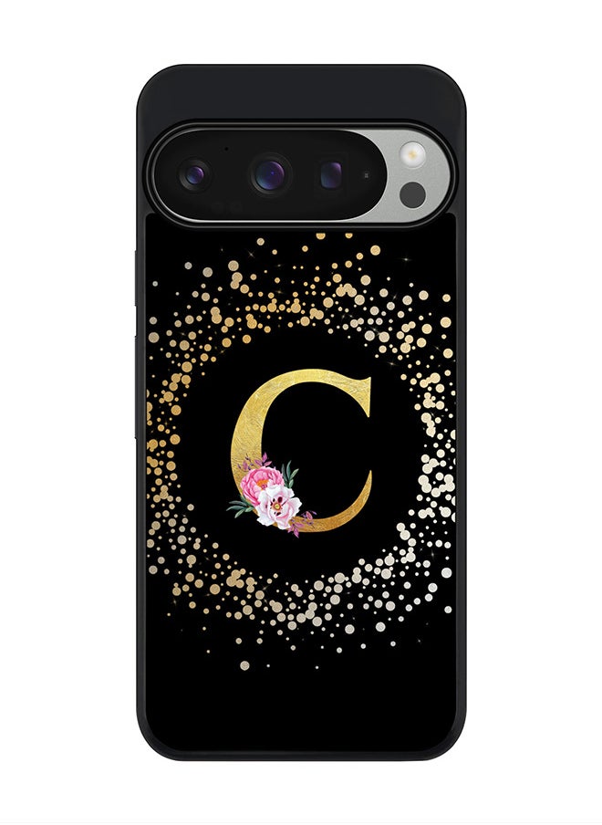 Stylizedd For Google Pixel 9 Pro Case,Slim fit Camera Protection, Shockproof Thin Phone cover - Custom Monogram Floral - C ( Black )  - Image 1