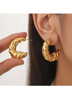 Generic Simple Smooth Metal Hoops Earrings C-Shape Twist Drop Cold Style Womens Fashion Commute Geometry Design Ear Jewelry 6# 