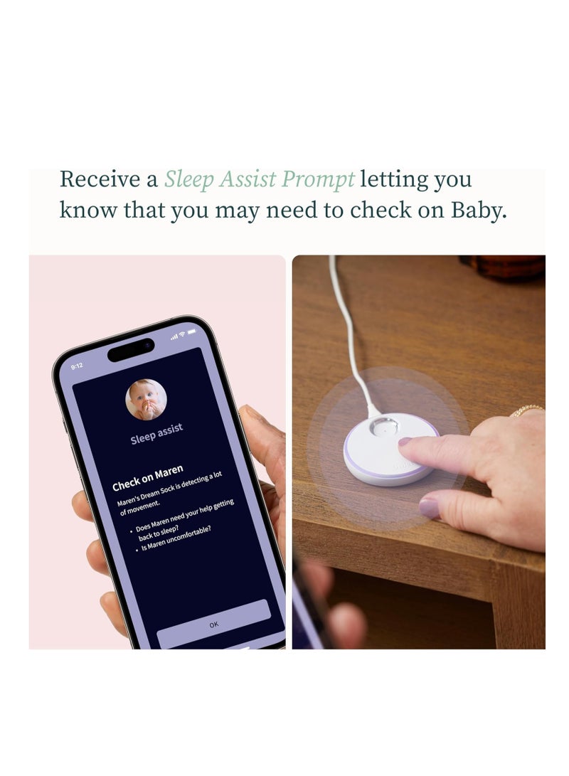 أوليت جهاز مراقبة الأطفال الذكي Owlet Dream Duo 2 - فيديو عالي الدقة 1080 بكسل مع جورب Dream - جهاز مراقبة قدم الطفل ومستشعر يتتبع نبضات القلب ومستويات الأكسجين لدى الرضع وحديثي الولادة - Image 2
