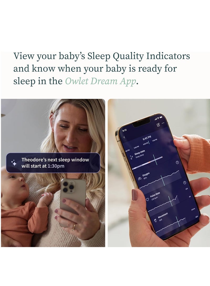 أوليت جهاز مراقبة الأطفال الذكي Owlet Dream Duo 2 - فيديو عالي الدقة 1080 بكسل مع جورب Dream - جهاز مراقبة قدم الطفل ومستشعر يتتبع نبضات القلب ومستويات الأكسجين لدى الرضع وحديثي الولادة - Image 3