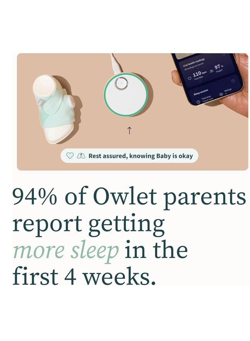 أوليت جهاز مراقبة الأطفال الذكي Owlet Dream Duo 2 - فيديو عالي الدقة 1080 بكسل مع جورب Dream - جهاز مراقبة قدم الطفل ومستشعر يتتبع نبضات القلب ومستويات الأكسجين لدى الرضع وحديثي الولادة - Image 4