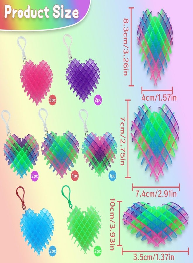 oyeftp 12Pcs Fidget Toys, Valentines Day Heart Fidget Keychain, 3D Printing Elastic Fidget Toys, Squeeze Sensory Toys for Teens with Autism, Stress Relief Toy, Valentines Day Gifts for Him - Image 2