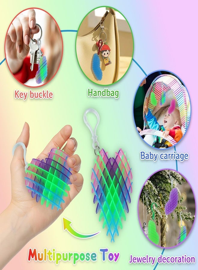 oyeftp 12Pcs Fidget Toys, Valentines Day Heart Fidget Keychain, 3D Printing Elastic Fidget Toys, Squeeze Sensory Toys for Teens with Autism, Stress Relief Toy, Valentines Day Gifts for Him - Image 3