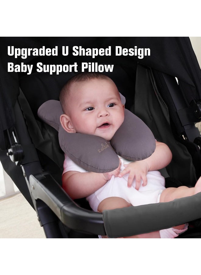 KAKIBLIN Baby Travel Pillow, Infant Head and Neck Support Pillow for Car Seat, Pushchair, for 0-1 Years Old Baby (Grey) - Image 3