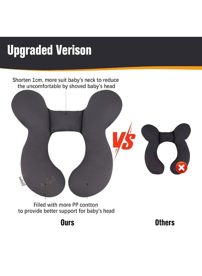KAKIBLIN Baby Travel Pillow, Infant Head and Neck Support Pillow for Car Seat, Pushchair, for 0-1 Years Old Baby (Grey) - Image 5