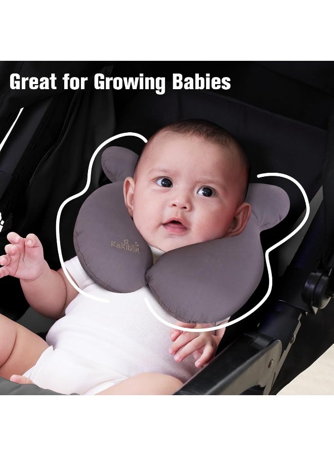 KAKIBLIN Baby Travel Pillow, Infant Head and Neck Support Pillow for Car Seat, Pushchair, for 0-1 Years Old Baby (Grey) - Image 4