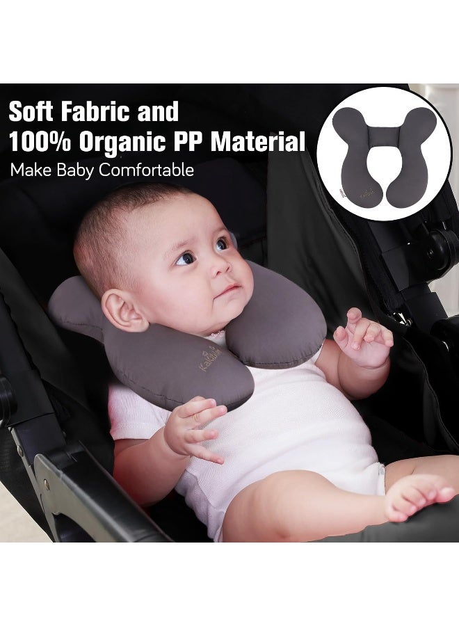 KAKIBLIN Baby Travel Pillow, Infant Head and Neck Support Pillow for Car Seat, Pushchair, for 0-1 Years Old Baby (Grey) - Image 2