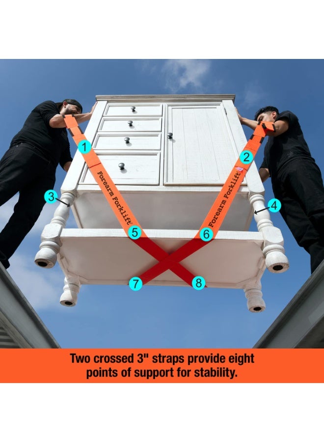 Mobile Shoulder Strap, 2-Person Lifting And Moving System, Thick Cushion, Adjustable Lifting Shoulder Strap, Safe And Easy To Move Furniture And Appliances Mattress, Heavy Weight Up To 660 Pounds (Orange) - Image 2