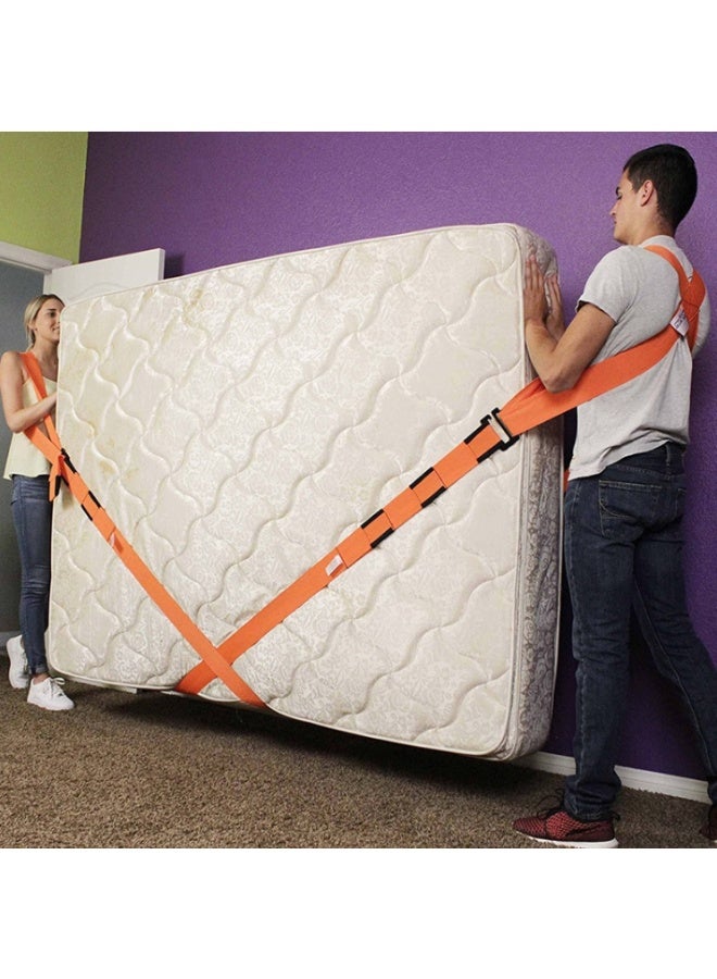 Mobile Shoulder Strap, 2-Person Lifting And Moving System, Thick Cushion, Adjustable Lifting Shoulder Strap, Safe And Easy To Move Furniture And Appliances Mattress, Heavy Weight Up To 660 Pounds (Orange) - Image 5