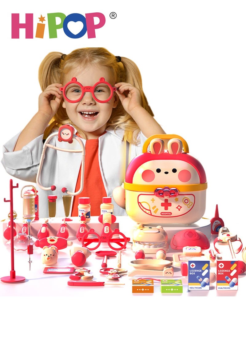HIPOP 73pcs Children's Doctor Pretend Play with Thermometer,Infusion Set,Syringes,Doctor Role Play,Doctor Playset Play House Toy for Boys Girls  - Image 1