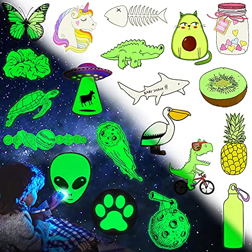 QTL Glow in The Dark Wall Stickers for Kids Glowing Party Supplies Waterproof Vinyl Stickers for Water Bottle Laptop 20Pcs - Image 1