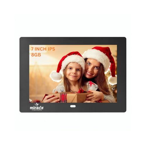 Miracle Digital 7''(17.78) IPS Digital Photo Frame High-Def Screen Built in 8GB Memory 2GB RAM 180°Wide Angle Viewing Video Audio Support SD USB Disk Card Remote Photos SlideShow - Image 1