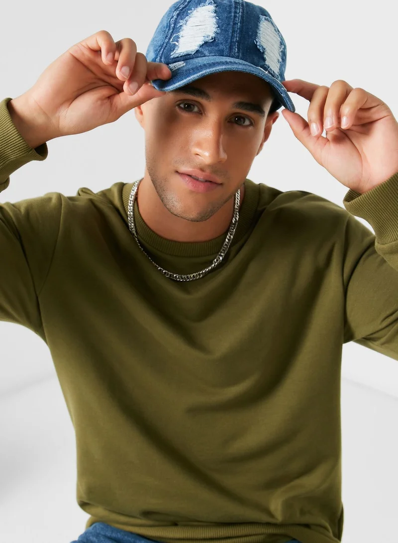 Seventy Five Distressed  Curve Peak Cap