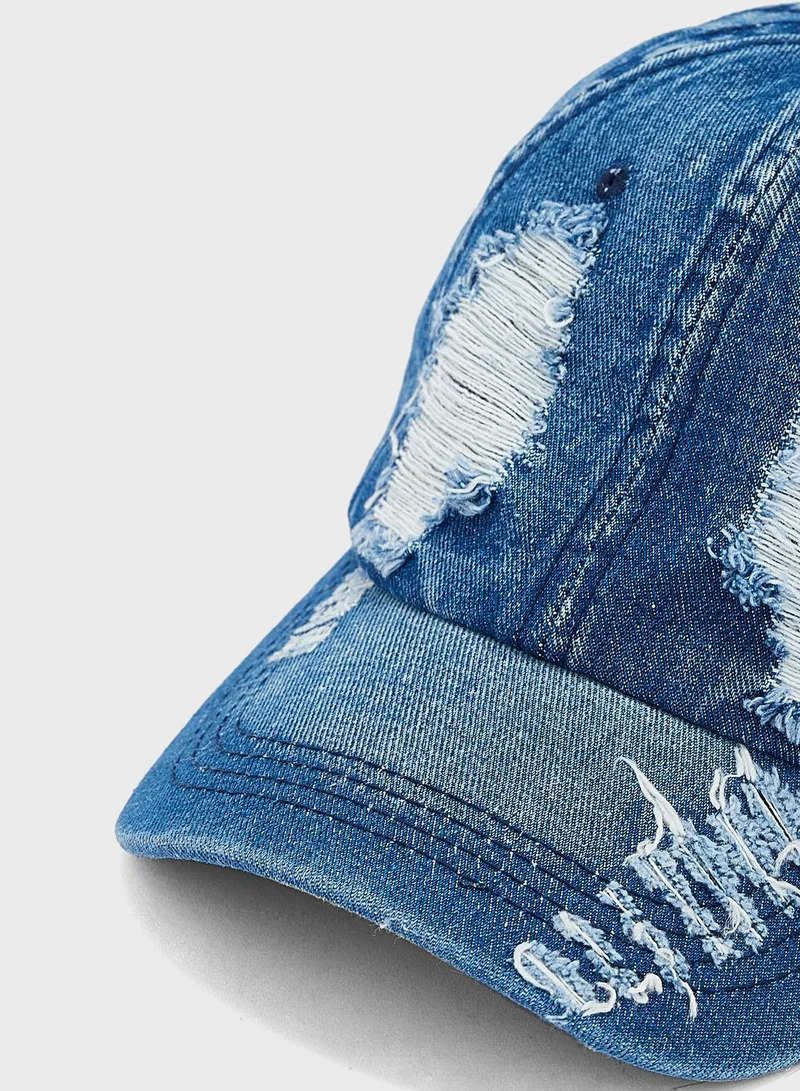 Seventy Five Distressed  Curve Peak Cap