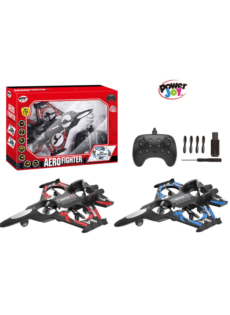 Power Joy Power Joy Remote Control Aero Fighter Drone 4Channel 2.4G, Assorted 1 Piece (Color May Vary) | Lag Free Performance Over a Range upto 25meters | Supports 360-degrees Rotations | Stunning Acrobatic Stunts & Tricks | Gift for Kids  - Image 1